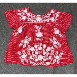 Layerz Clothing Women's L Floral Embroidered Polka Dot Pullover Blouse